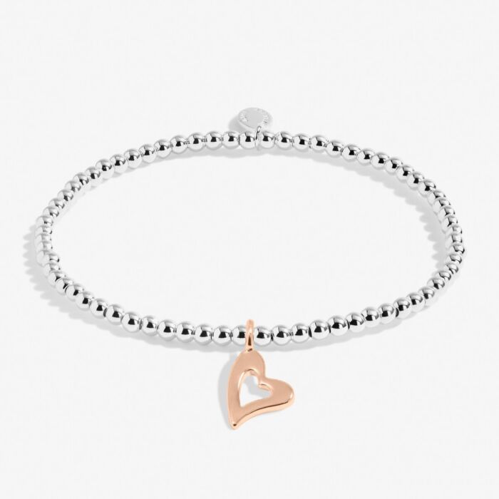Joma Jewellery A Little 'Lucky To Have A Friend Like You' Bracelet In Silver And Rose Gold Plating